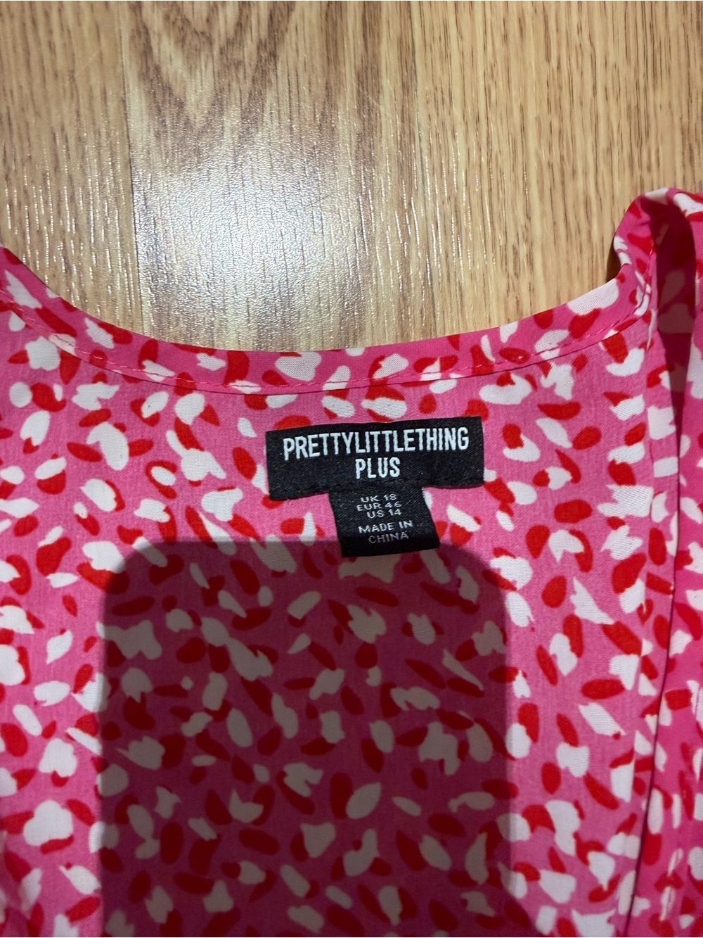 PrettyLittleThing Pink and Red Cheetah Print Ruched Dress